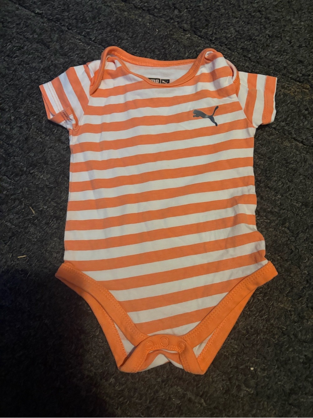 Puma Orange and White Striped Baby Onesie
